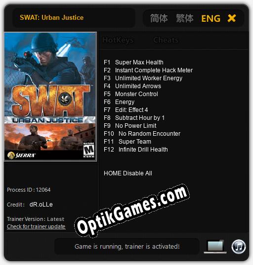 SWAT: Urban Justice: TRAINER AND CHEATS (V1.0.70)