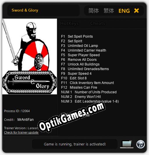 Sword & Glory: TRAINER AND CHEATS (V1.0.49)