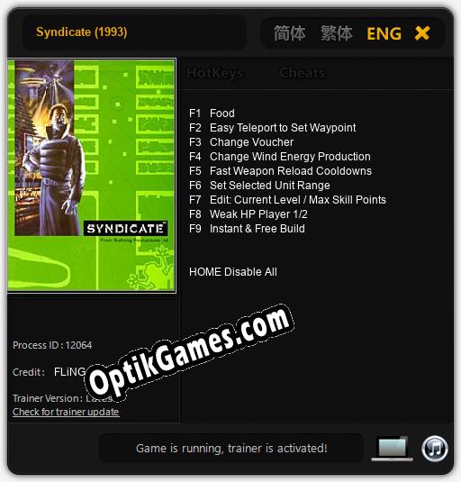 Trainer for Syndicate (1993) [v1.0.1]