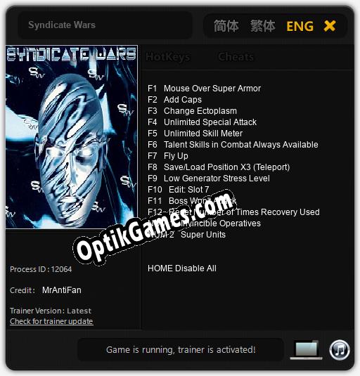 Syndicate Wars: TRAINER AND CHEATS (V1.0.74)