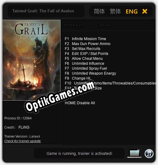 Tainted Grail: The Fall of Avalon: TRAINER AND CHEATS (V1.0.22)