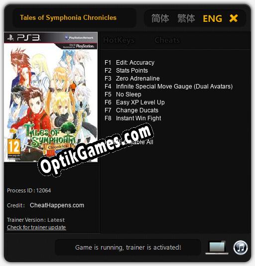 Tales of Symphonia Chronicles: Cheats, Trainer +8 [CheatHappens.com]