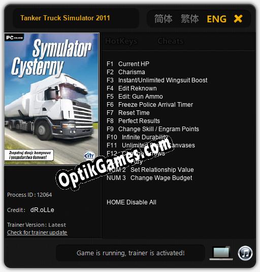 Tanker Truck Simulator 2011: Trainer +15 [v1.3]