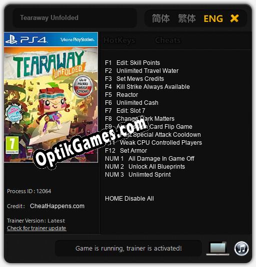 Tearaway Unfolded: Trainer +15 [v1.2]