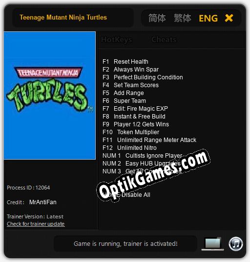 Teenage Mutant Ninja Turtles: Cheats, Trainer +15 [MrAntiFan]