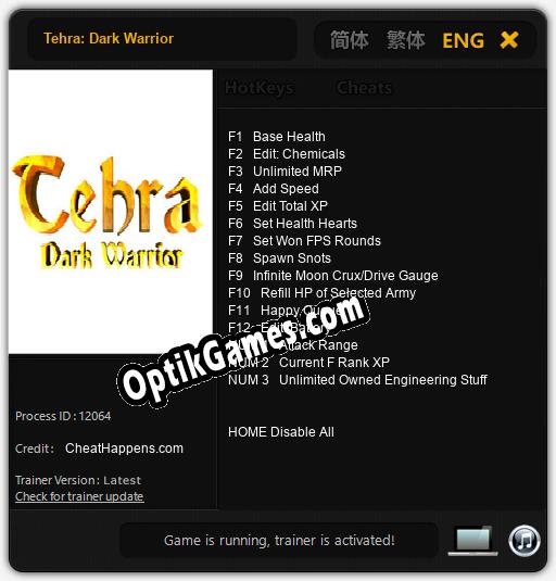 Tehra: Dark Warrior: TRAINER AND CHEATS (V1.0.99)