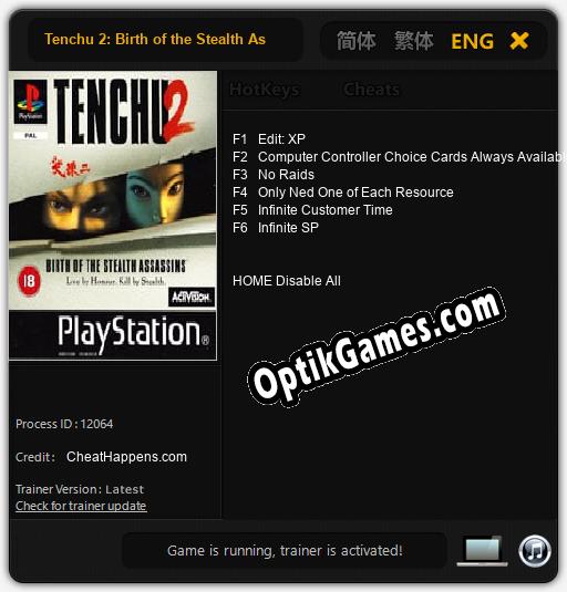 Tenchu 2: Birth of the Stealth Assassins: Cheats, Trainer +6 [CheatHappens.com]