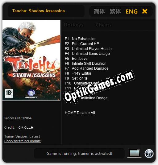 Tenchu: Shadow Assassins: Cheats, Trainer +13 [dR.oLLe]