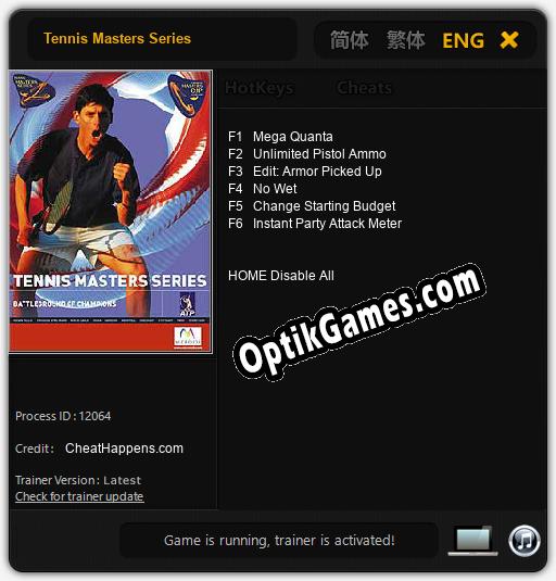 Trainer for Tennis Masters Series [v1.0.8]