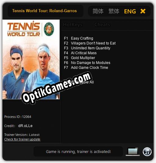 Trainer for Tennis World Tour: Roland-Garros Edition [v1.0.6]