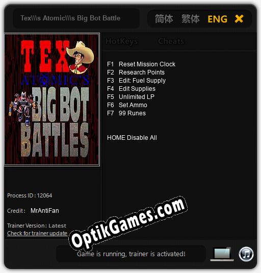 Texs Atomics Big Bot Battles: TRAINER AND CHEATS (V1.0.32)