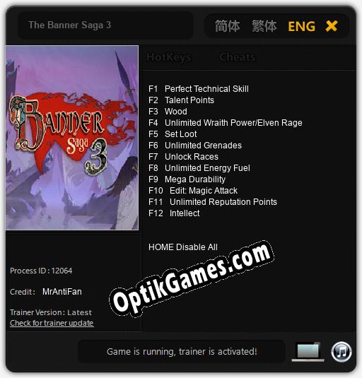 Trainer for The Banner Saga 3 [v1.0.7]