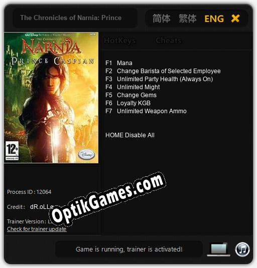 The Chronicles of Narnia: Prince Caspian: TRAINER AND CHEATS (V1.0.49)
