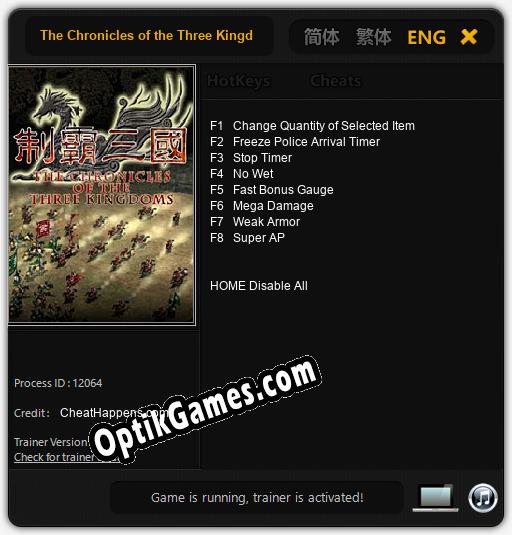 The Chronicles of the Three Kingdoms: TRAINER AND CHEATS (V1.0.38)