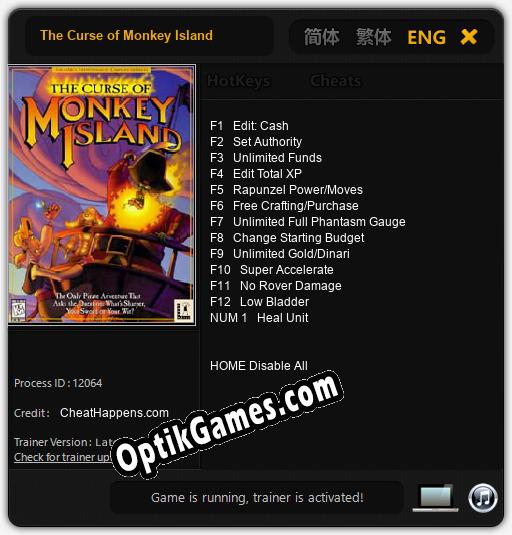 Trainer for The Curse of Monkey Island [v1.0.1]