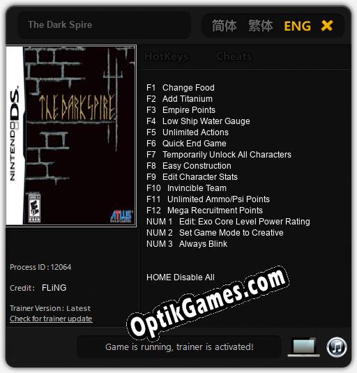 The Dark Spire: Cheats, Trainer +15 [FLiNG]