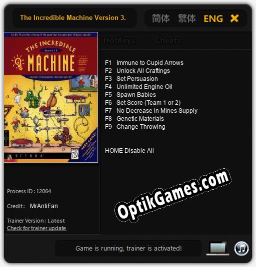 The Incredible Machine Version 3.0: TRAINER AND CHEATS (V1.0.32)