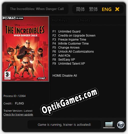 The Incredibles: When Danger Calls: Cheats, Trainer +9 [FLiNG]