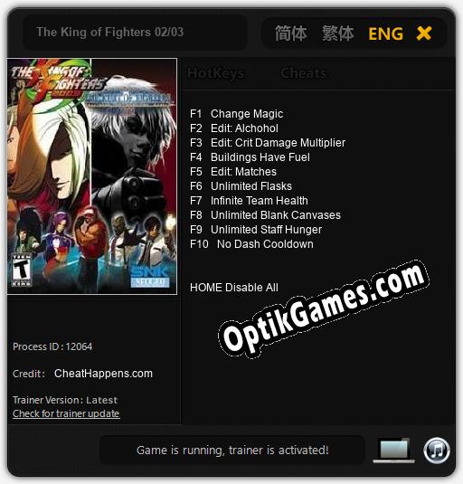 The King of Fighters 02/03: TRAINER AND CHEATS (V1.0.40)