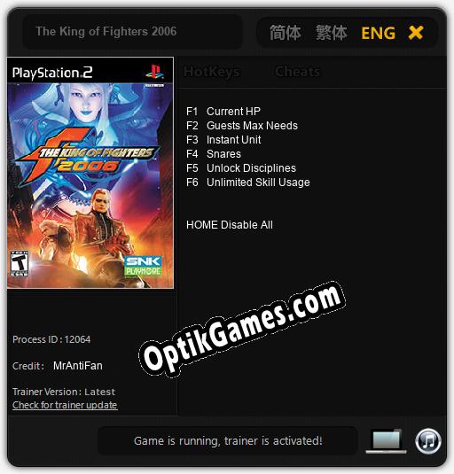 The King of Fighters 2006: TRAINER AND CHEATS (V1.0.12)