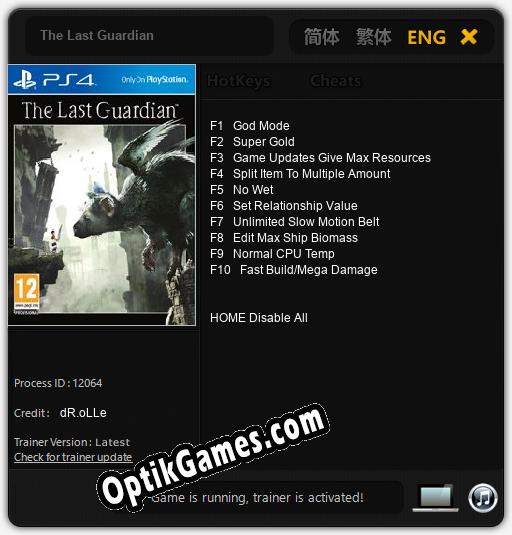 The Last Guardian: TRAINER AND CHEATS (V1.0.35)