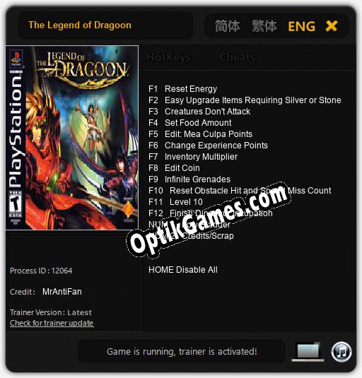 Trainer for The Legend of Dragoon [v1.0.5]