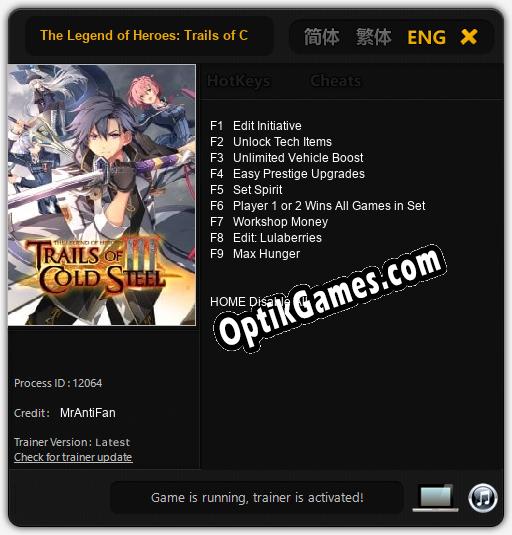 The Legend of Heroes: Trails of Cold Steel III: Cheats, Trainer +9 [MrAntiFan]