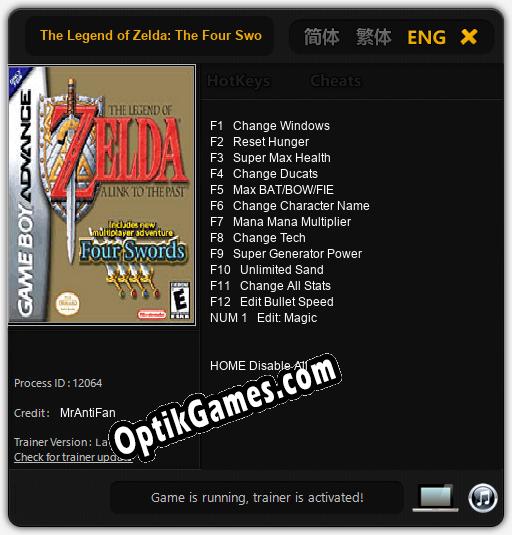 The Legend of Zelda: The Four Swords: TRAINER AND CHEATS (V1.0.66)