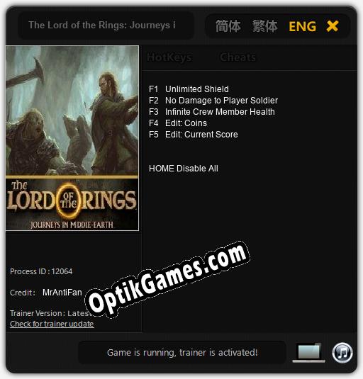 The Lord of the Rings: Journeys in Middle-earth: Trainer +5 [v1.2]