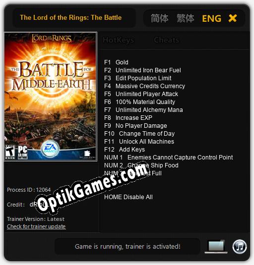 The Lord of the Rings: The Battle for Middle-Earth: Trainer +15 [v1.6]