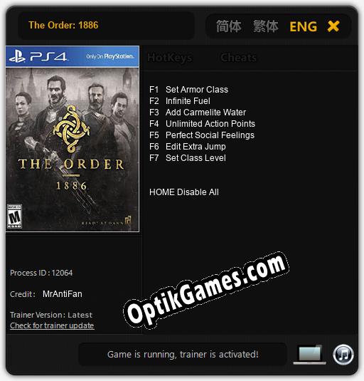 Trainer for The Order: 1886 [v1.0.1]