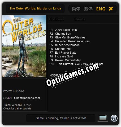 The Outer Worlds: Murder on Eridanos: Trainer +10 [v1.8]