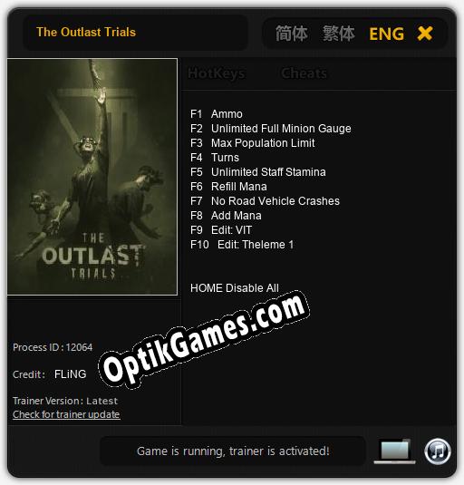 The Outlast Trials: TRAINER AND CHEATS (V1.0.6)