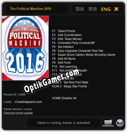 The Political Machine 2016: Cheats, Trainer +15 [CheatHappens.com]