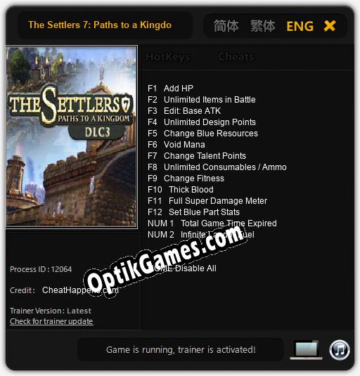 The Settlers 7: Paths to a Kingdom DLC 3: Trainer +14 [v1.2]