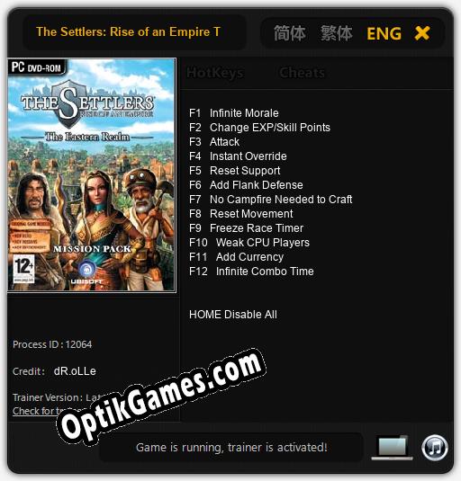 The Settlers: Rise of an Empire The Eastern Realm: TRAINER AND CHEATS (V1.0.12)
