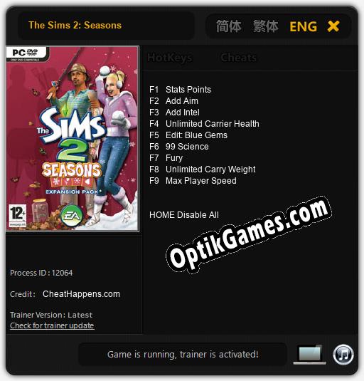 The Sims 2: Seasons: TRAINER AND CHEATS (V1.0.88)