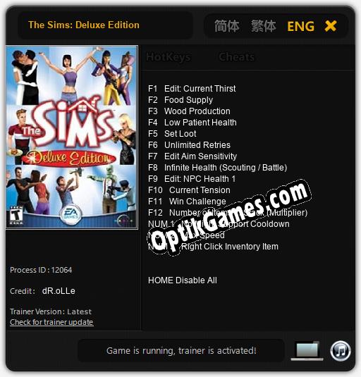 The Sims: Deluxe Edition: Trainer +15 [v1.2]