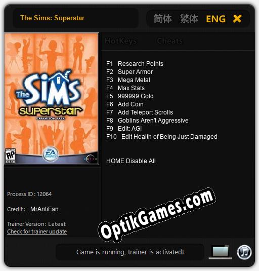 Trainer for The Sims: Superstar [v1.0.7]