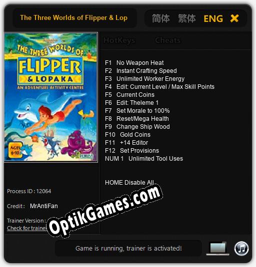 The Three Worlds of Flipper & Lopaka: Cheats, Trainer +13 [MrAntiFan]