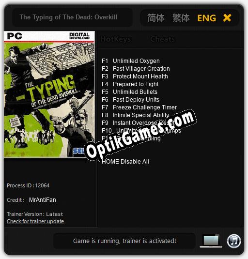 The Typing of The Dead: Overkill: TRAINER AND CHEATS (V1.0.18)