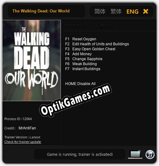 Trainer for The Walking Dead: Our World [v1.0.9]