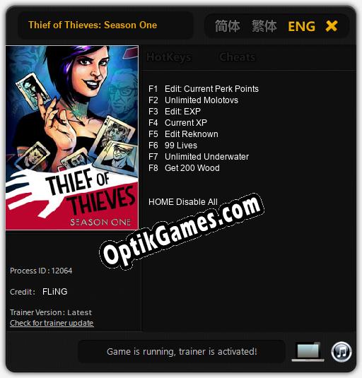 Trainer for Thief of Thieves: Season One [v1.0.4]