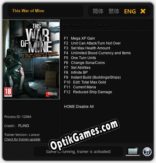 Trainer for This War of Mine [v1.0.1]