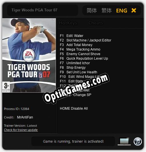 Tiger Woods PGA Tour 07: Cheats, Trainer +14 [MrAntiFan]