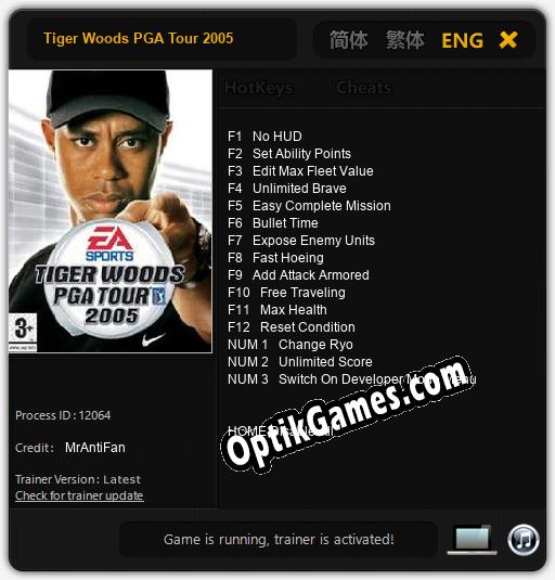Trainer for Tiger Woods PGA Tour 2005 [v1.0.1]