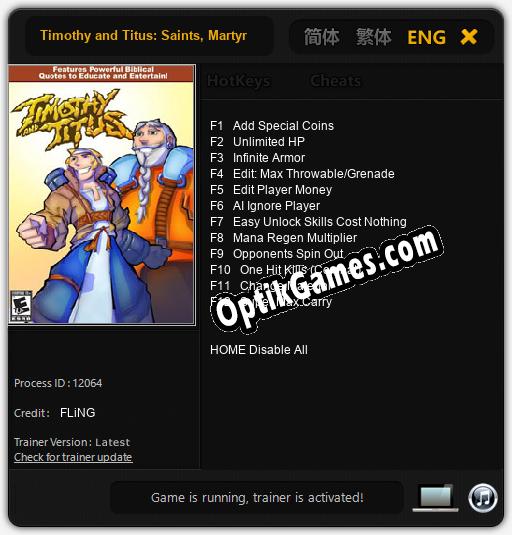 Timothy and Titus: Saints, Martyrs, Heroes: TRAINER AND CHEATS (V1.0.21)