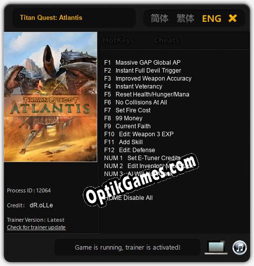 Titan Quest: Atlantis: Trainer +15 [v1.4]