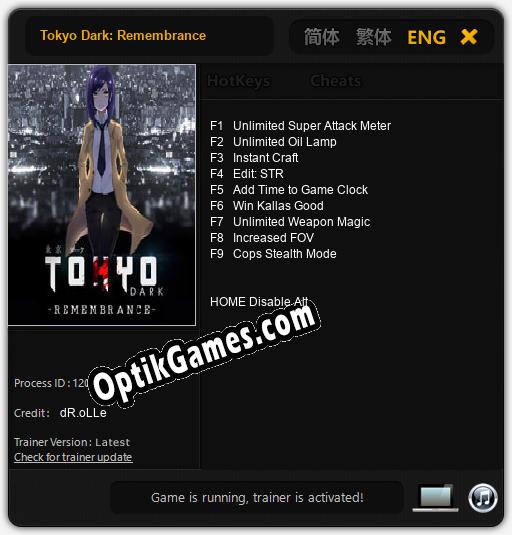 Trainer for Tokyo Dark: Remembrance [v1.0.5]