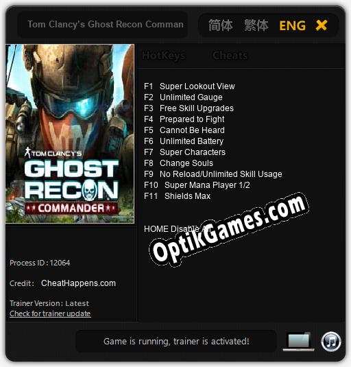 Tom Clancy’s Ghost Recon Commander: Cheats, Trainer +11 [CheatHappens.com]
